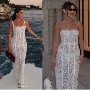 Helsa The Lace Column Dress in White